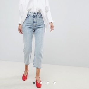 ASOS high waisted boyfriend jeans in light wash